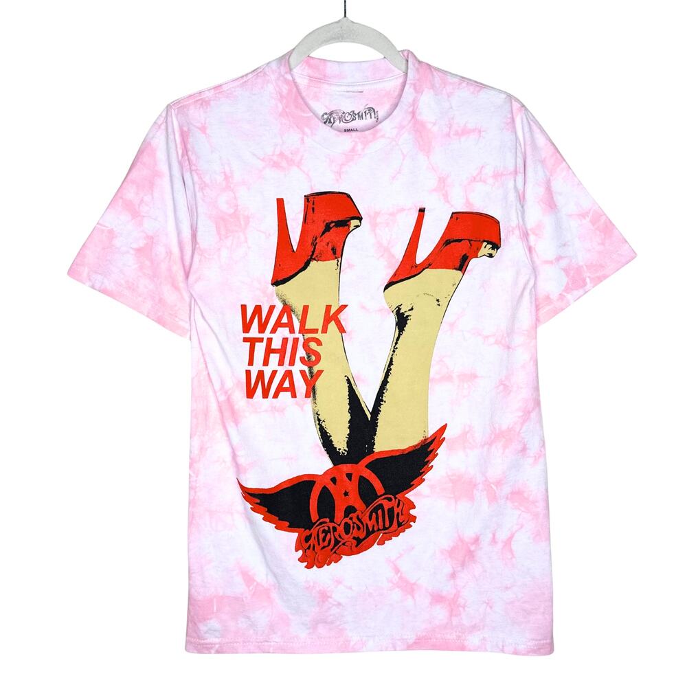 Aerosmith Pink Tie Dye Short Sleeve Graphic Band Tee Shirt Size Small T-Shirt
